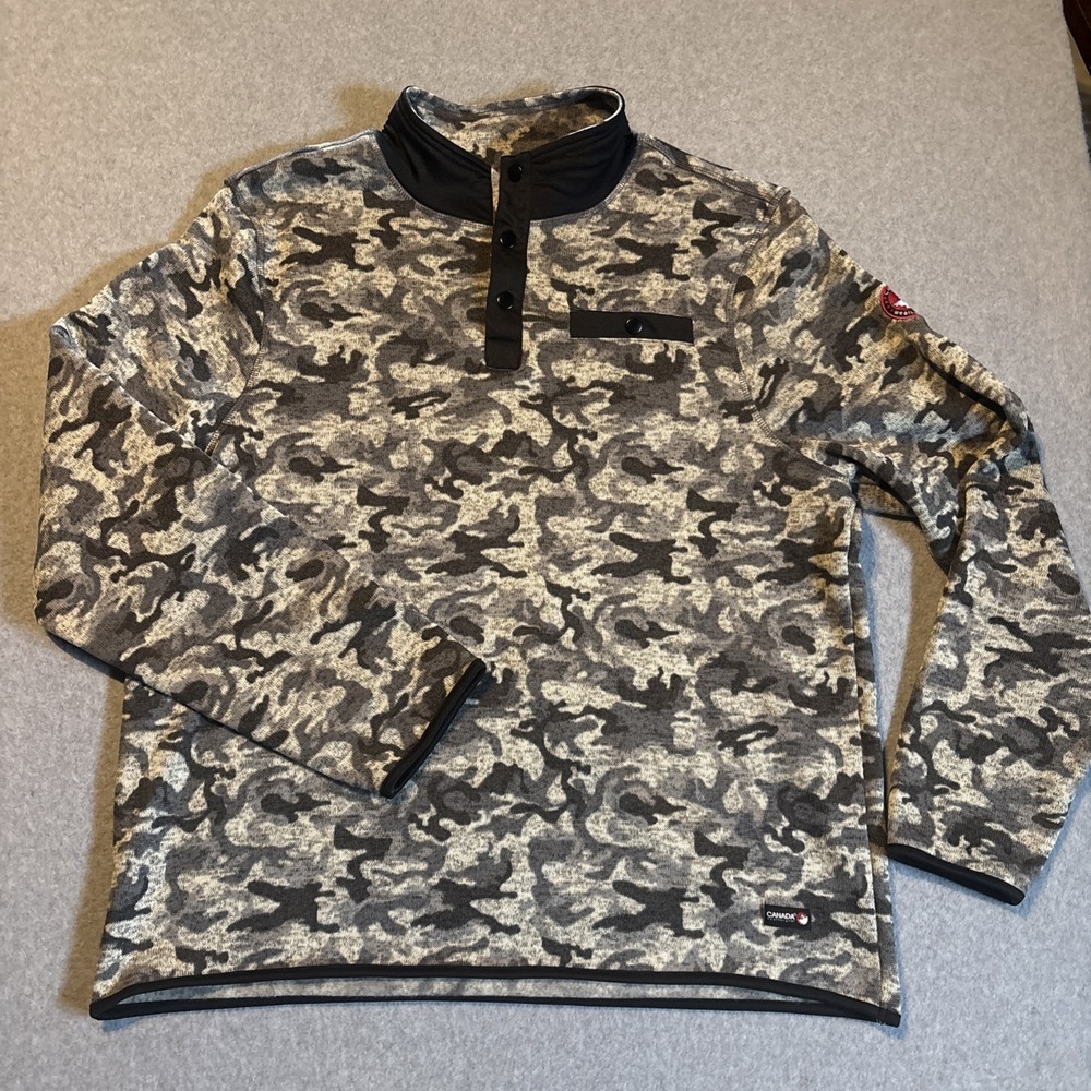 Canada Weather gear White Camo Pullover Collared Jacket Men's 2XL
